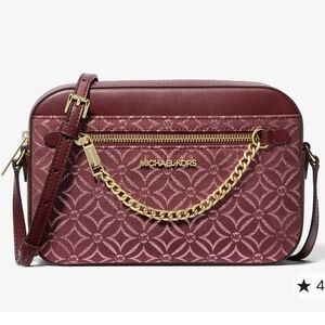 Jet Set Large Metallic Logo Jacquard Crossbody Bag - NEW